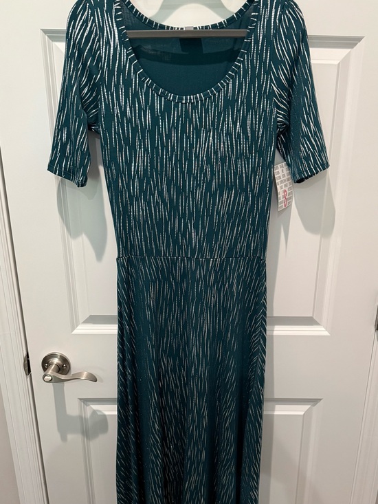 LuLaRoe Dresses & Skirts - LuLaRoe Teal Maxi Dress with White Linear Print Small